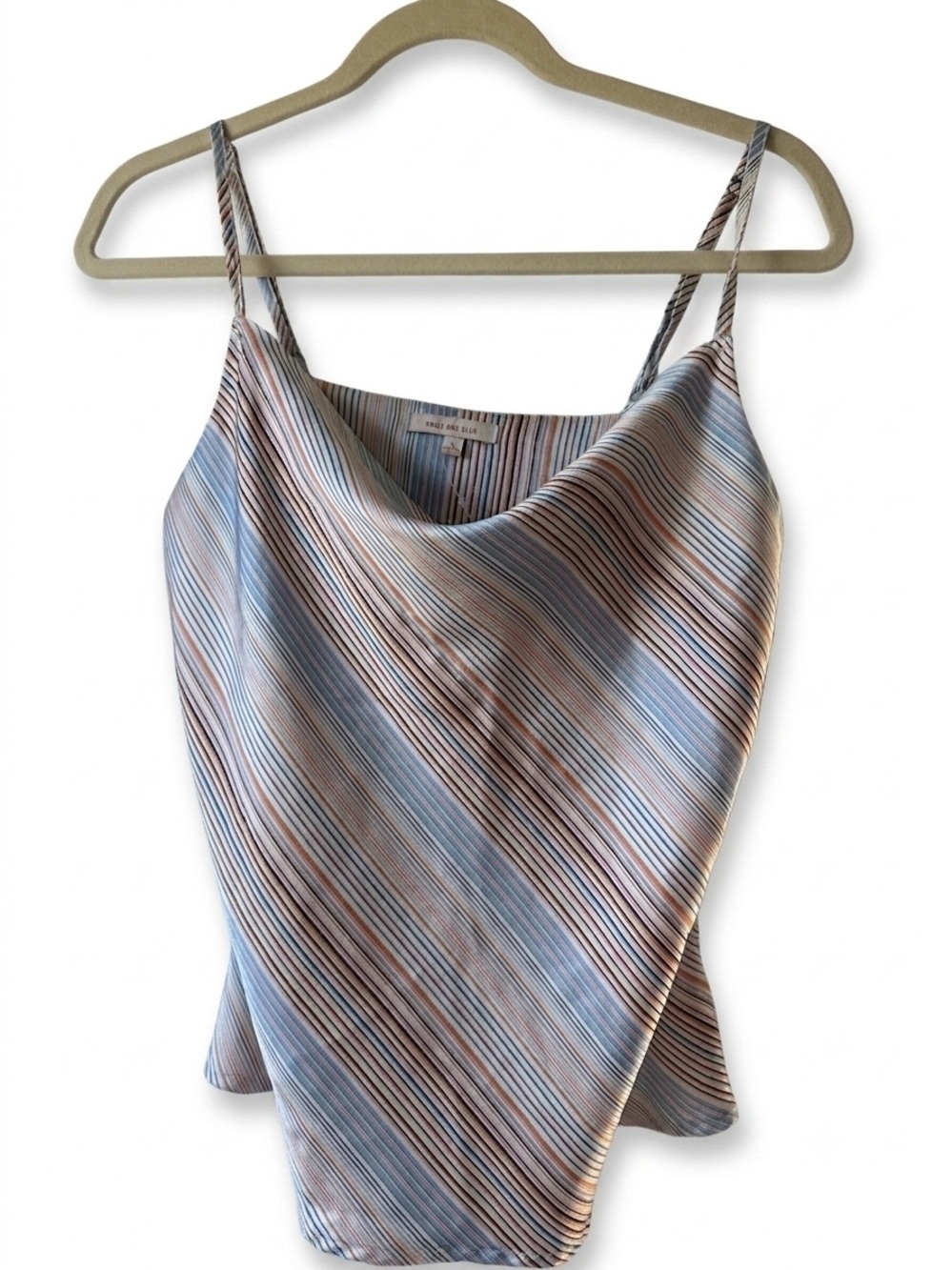 Skies Are Blue Striped Cowl Neck Satin Cami